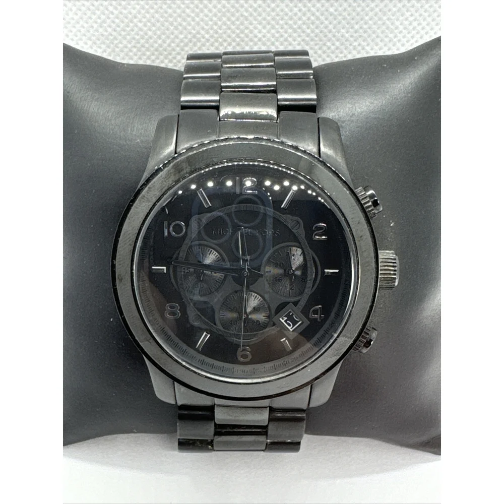 Michael Kors Runway MK8157 Men's Stainless Steel Analog Black Dial Watch JNA709